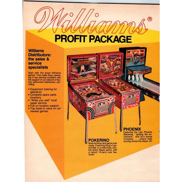 Pokerino Phoenix Pinball Machines Pompeii Shuffle Alley Arcade Game Magazine AD - Picture 1 of 4